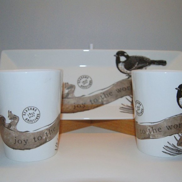 St Nicholas Square Joy to the World Birds Mugs and Serving Tray - Picture 1 of 5